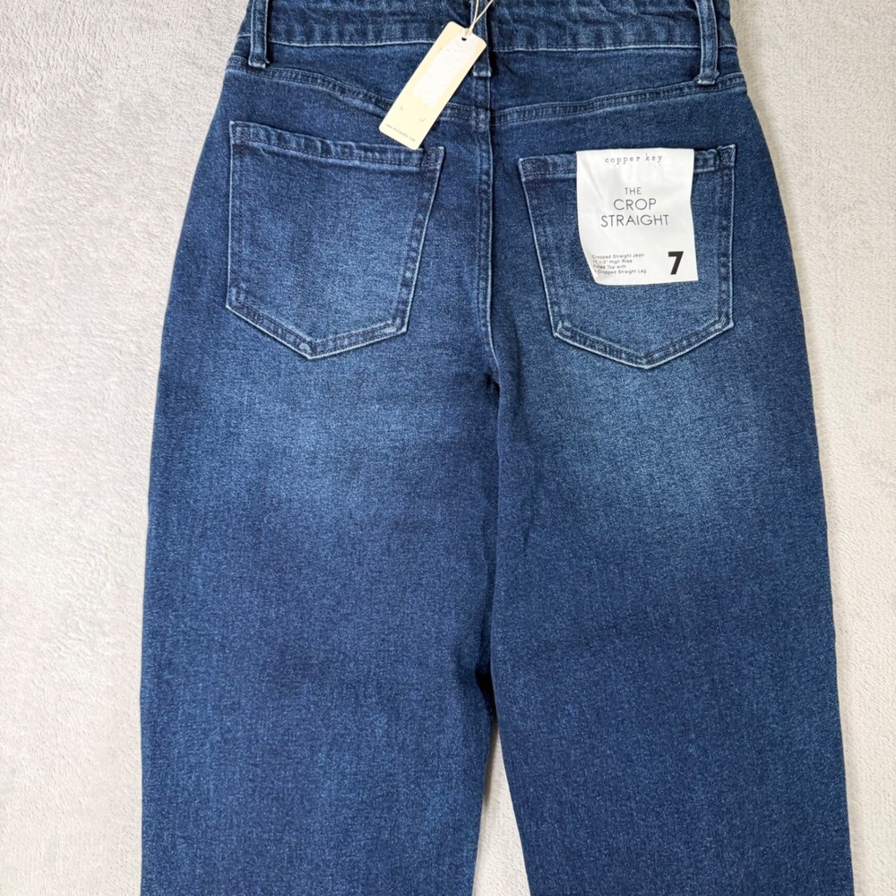 Copper Key The Crop Straight Jeans Womens 7 High Rise Dark Wash Denim CJ1463NFFH - Picture 7 of 8